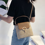 Petit Sac en paille forme seau
