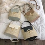 Petit Sac en paille forme seau