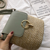 Petit Sac en paille forme seau