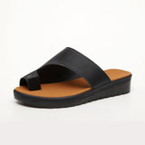 Sandales plates confortables (Noir) Le Monde Femme
