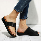 Sandales plates confortables (Noir) Le Monde Femme