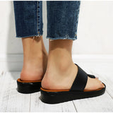 Sandales plates confortables (Noir) Le Monde Femme