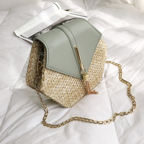 Petit Sac en paille Hexagone