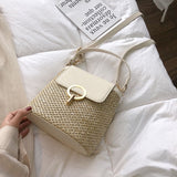 Petit Sac en paille forme seau